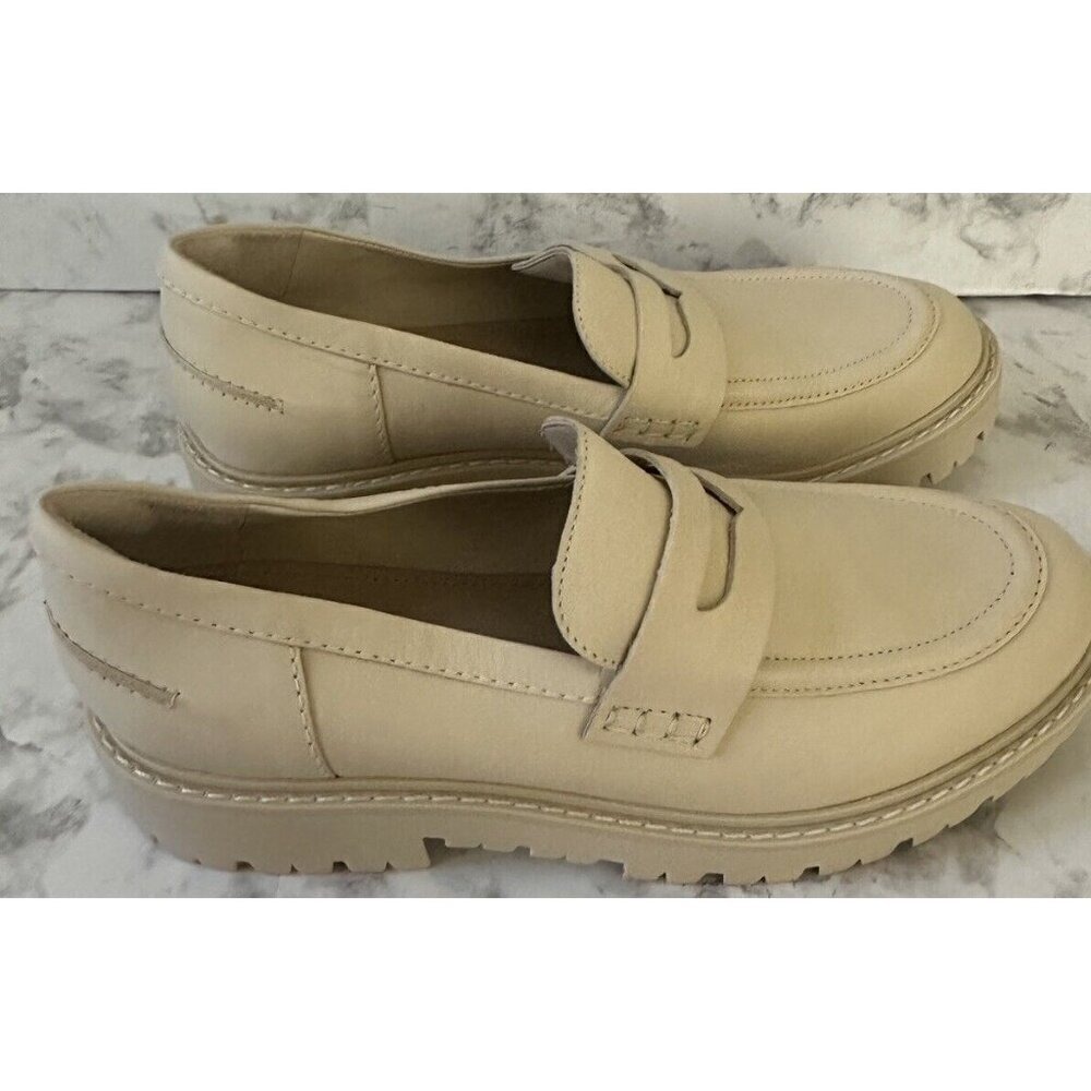 Schutz Christie Weekend Leather Lug Sole Penny Loafers Eggshell Womens 10B